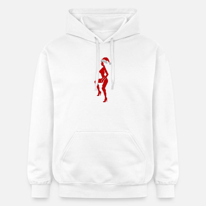 Silhouette avec chapeau de Père Noël - Sweat à capuche Softstyle® Gildan Unisexe - blanc