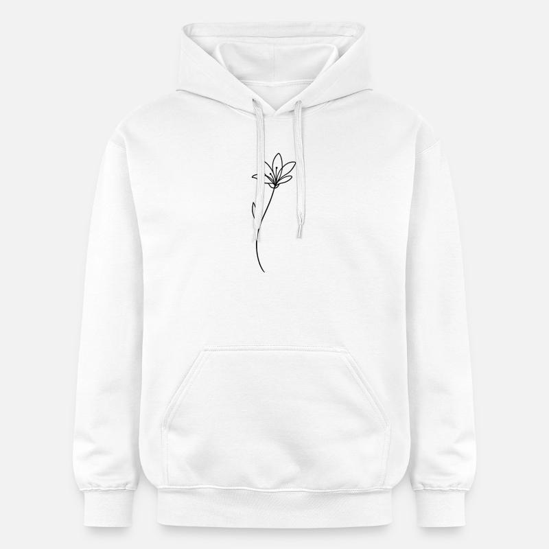 Botanisk linjeblomma minimal - Gildan luvtröja unisex Softstyle® Midweight - vit