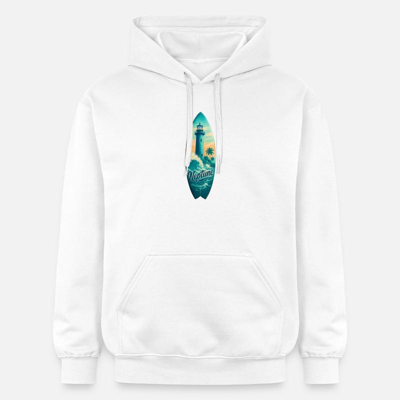 Planche de surf Neptune Lighthouse - Sweat à capuche Softstyle® Gildan Unisexe - blanc