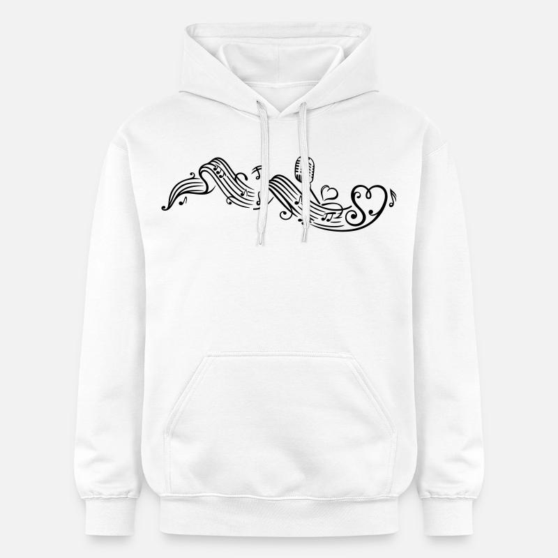 Notenblatt mit microphon, music, notes, clef - Sweat à capuche Softstyle® Gildan Unisexe - blanc