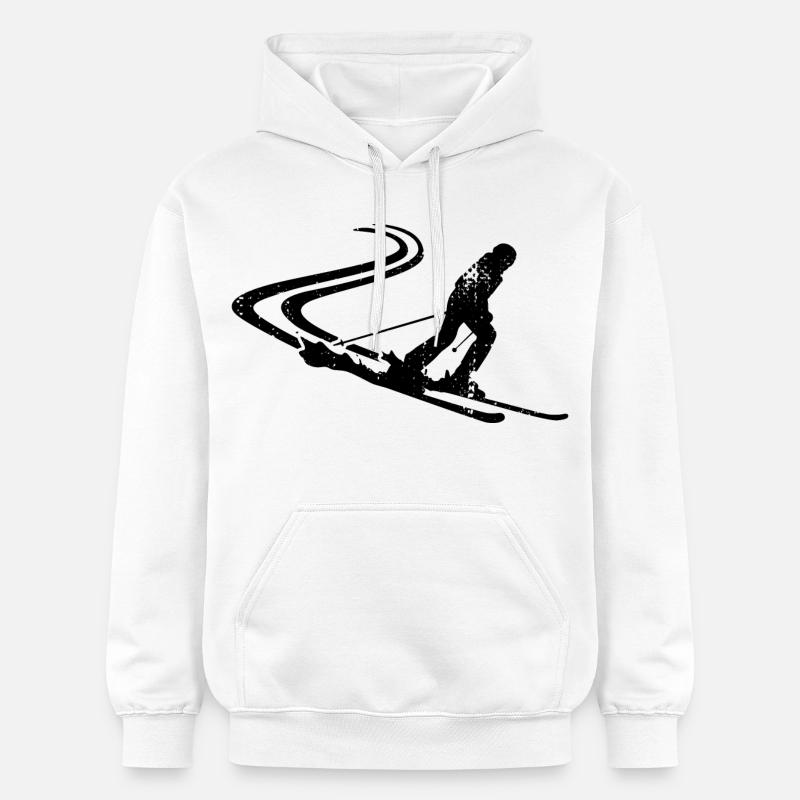 Dessin de skieur - Sweat à capuche Softstyle® Gildan Unisexe - blanc