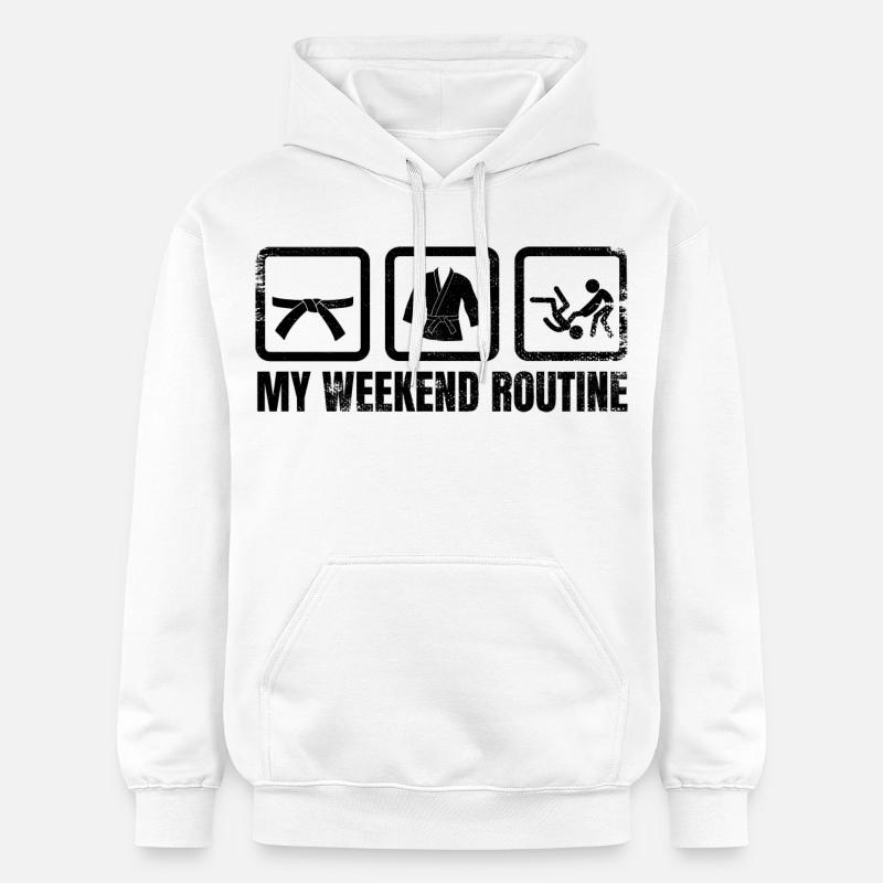 Routine du week-end de judoka - Sweat à capuche Softstyle® Gildan Unisexe - blanc