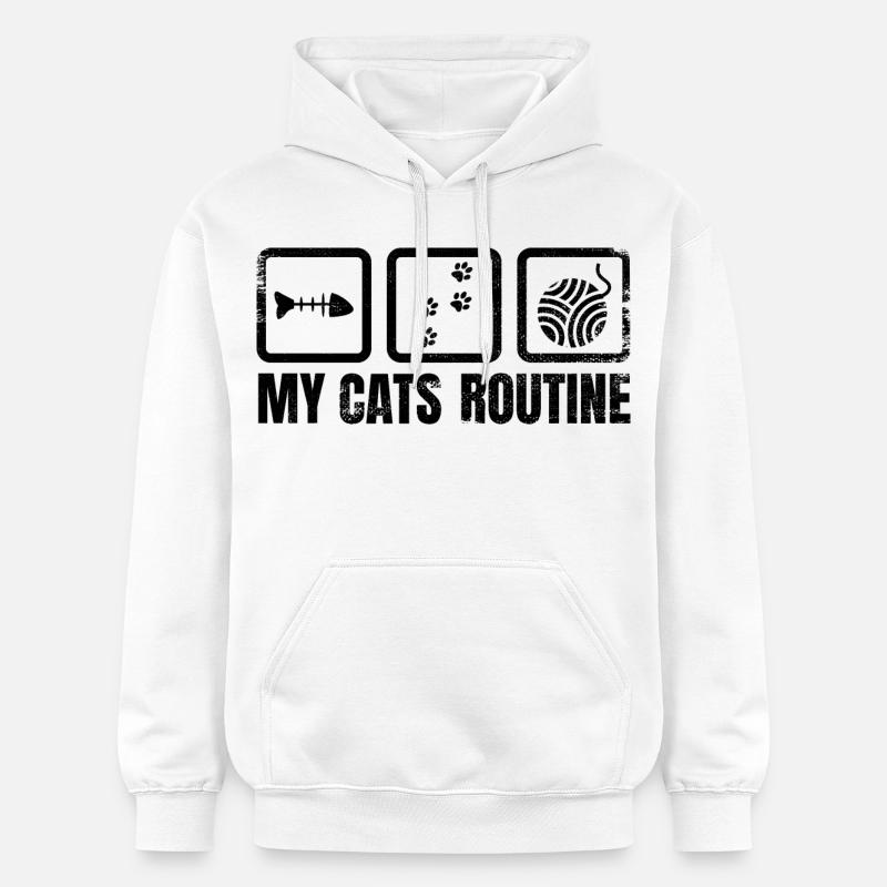 Routine quotidienne du chat - Sweat à capuche Softstyle® Gildan Unisexe - blanc