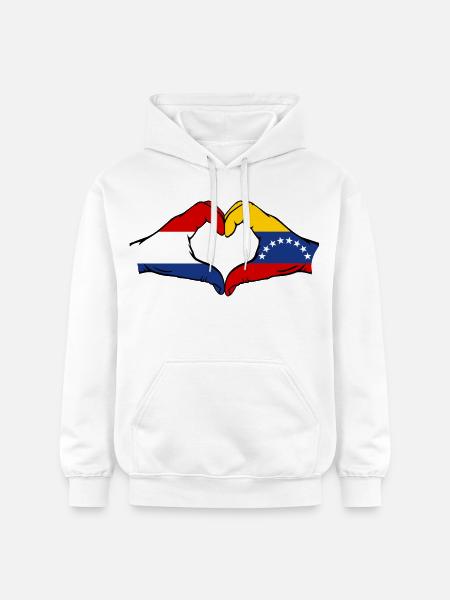 Holland Venezuela Flag Hands Heart Shape - Gildan Unisex Softstyle® Midweight Hoodie - white
