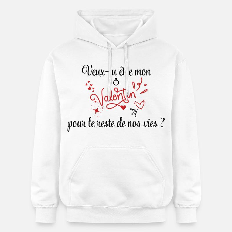 Demande en mariage, Saint-Valentin, Romantique - Sweat à capuche Softstyle® Gildan Unisexe - blanc
