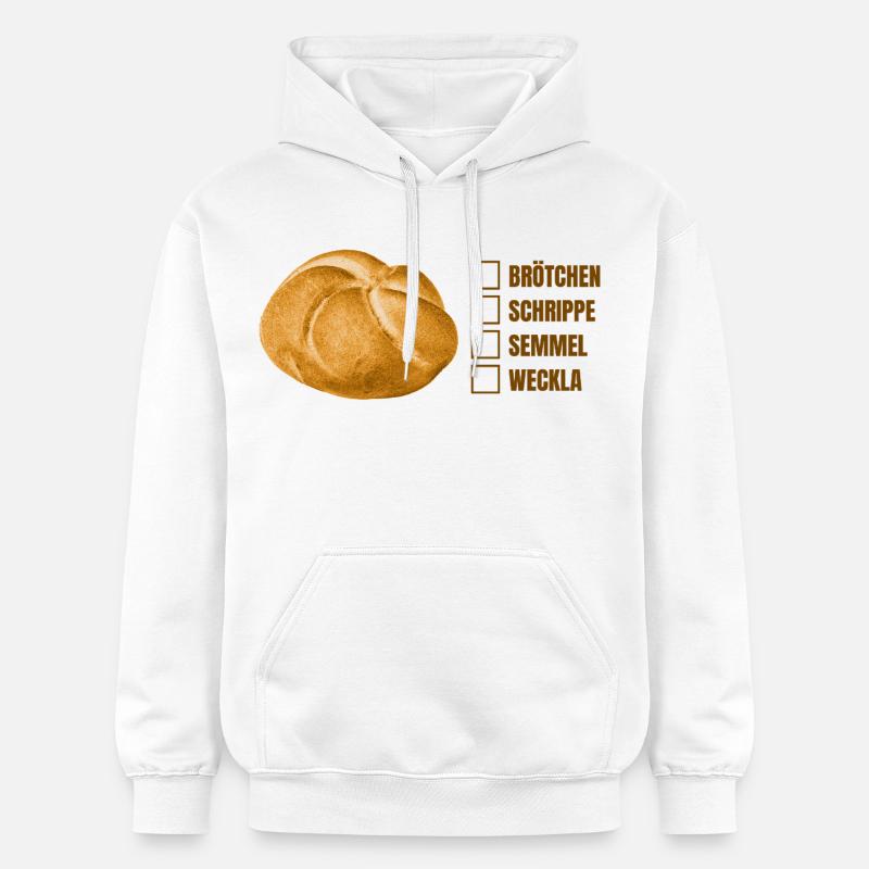 Brötchen oder Semmel? – Lustiges Dialekt-Design - Gildan Unisex Softstyle® Midweight Hoodie - Weiß