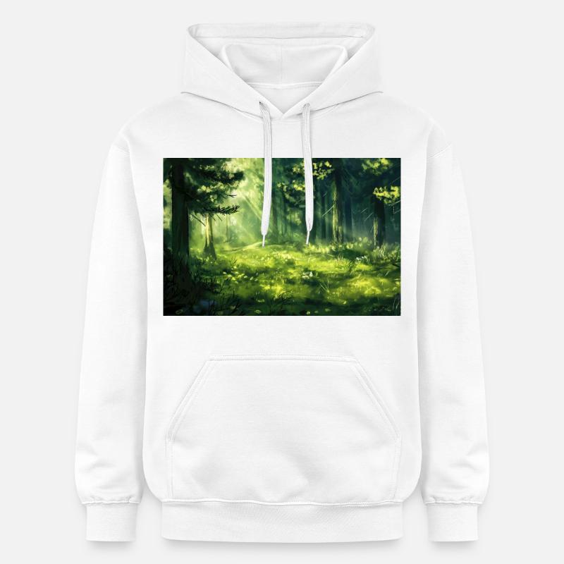 Poster Illustration Paysage de Forêt - Sweat à capuche Softstyle® Gildan Unisexe - blanc