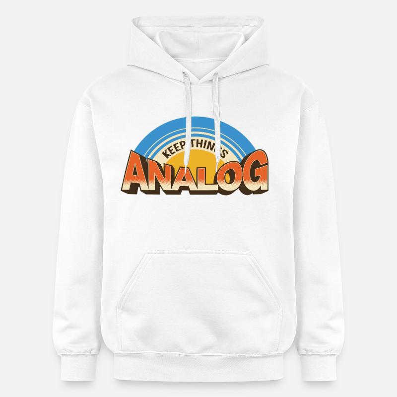 Keep Things Analog – Retro Tech-Statement - Gildan Unisex Softstyle® Midweight Hoodie - Weiß