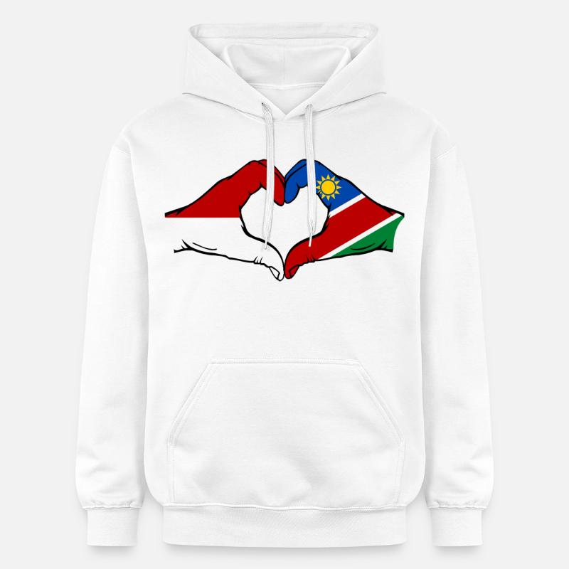 Indonesien_Namibia_Flagge_Haende_Herzform - Sweat à capuche Softstyle® Gildan Unisexe - blanc