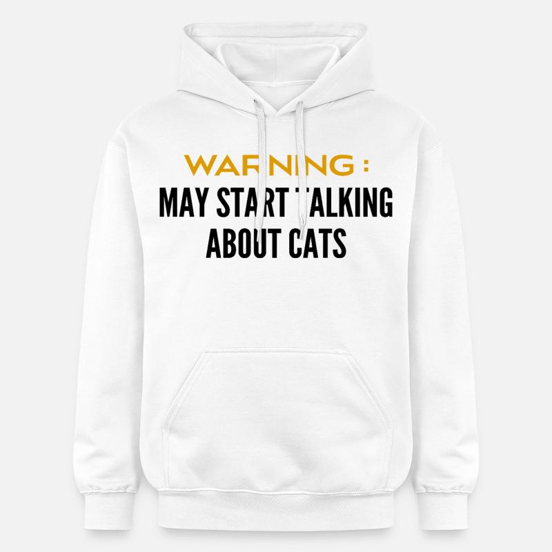 Attention Peut Parler De Chats - Sweat à capuche Softstyle® Gildan Unisexe - blanc