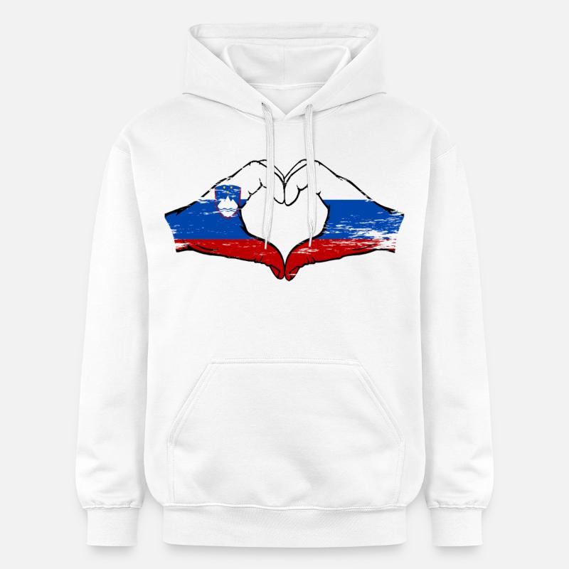 Slovénie Russie Drapeau Coeur - Sweat à capuche Softstyle® Gildan Unisexe - blanc