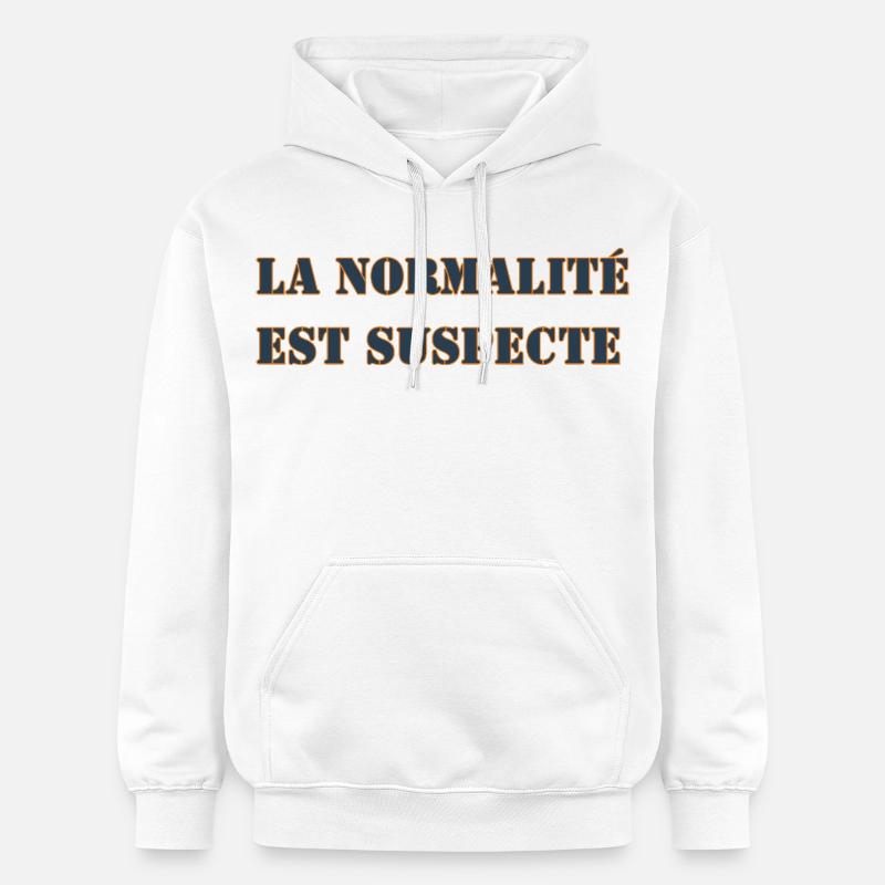 LA NORMALITÉ EST SUSPECTE - Sweat à capuche Softstyle® Gildan Unisexe - blanc
