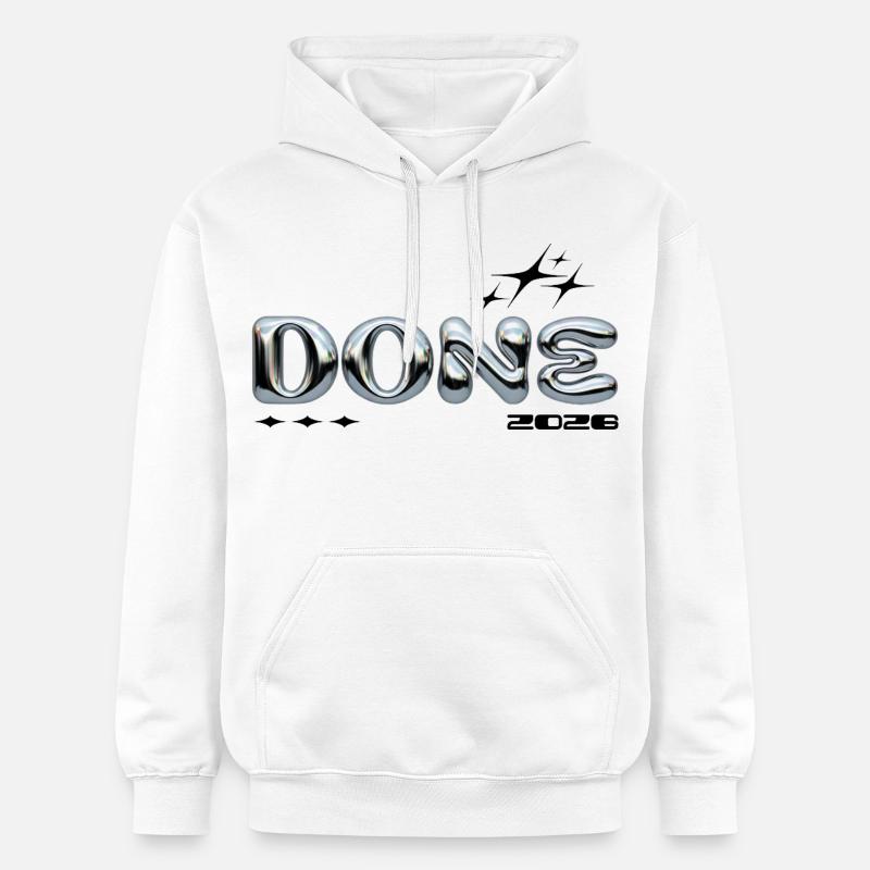 Lettres à bulles chromées TERMINÉES - Sweat à capuche Softstyle® Gildan Unisexe - blanc