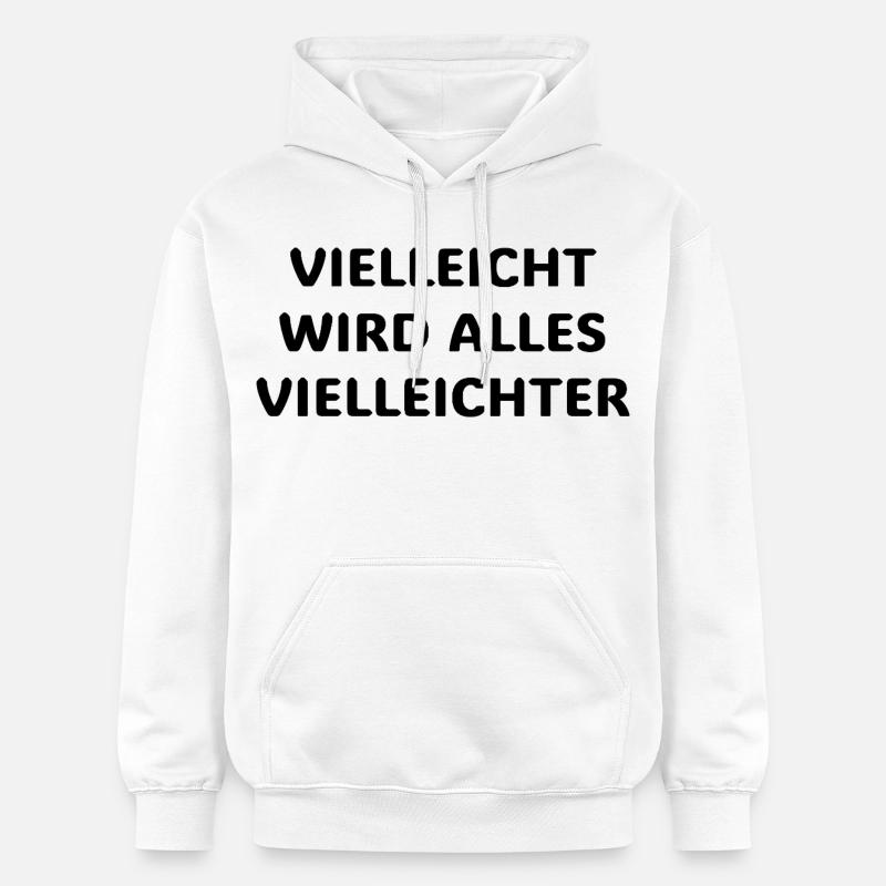 Vielleicht wird alles vielleichter Lustiger Spruch - Sweat à capuche Softstyle® Gildan Unisexe - blanc