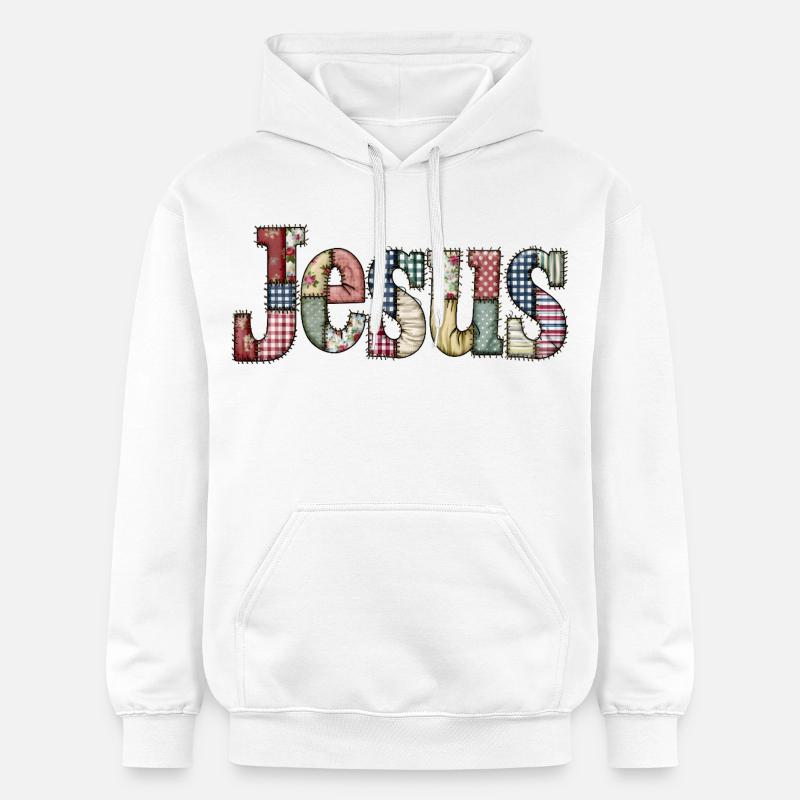Lettrage Jésus en patchwork - Sweat à capuche Softstyle® Gildan Unisexe - blanc