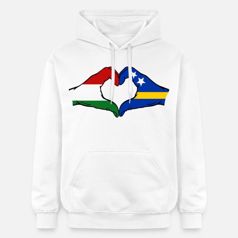 Ungarn_Curaçao_Flagge_Haende_Herzform - Sweat à capuche Softstyle® Gildan Unisexe - blanc