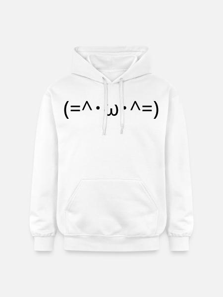 Chats Émote (=^・ω・^=) Chat mignon Kaomoji - Sweat à capuche Softstyle® Gildan Unisexe - blanc