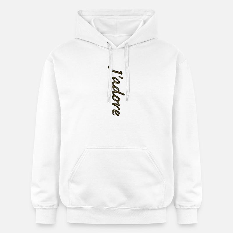 Traînée d'étoiles dorées cursive - Sweat à capuche Softstyle® Gildan Unisexe - blanc