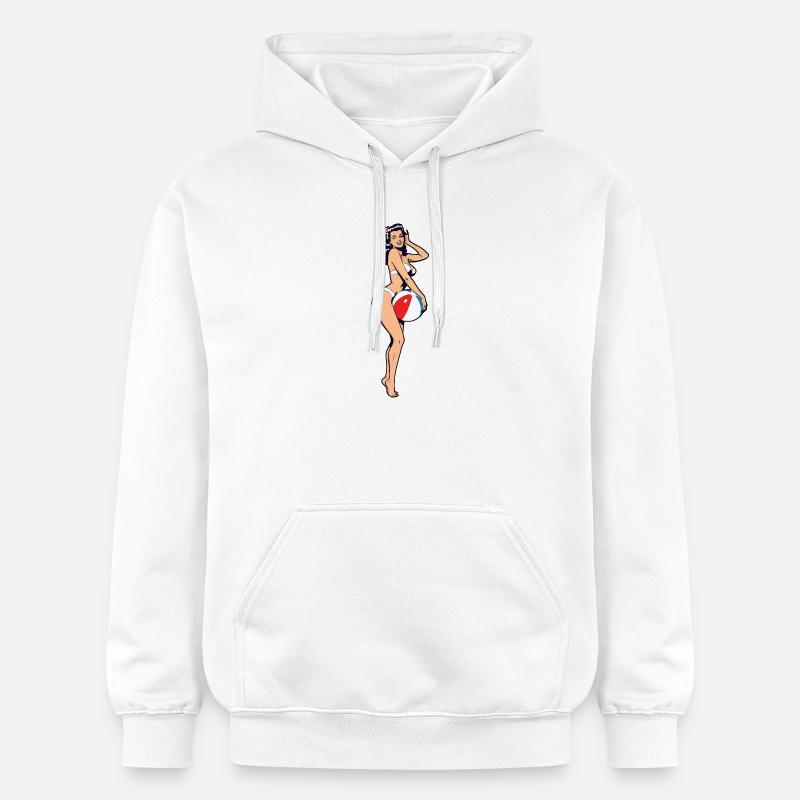 Empreinte de balle de plage pin-up - Sweat à capuche Softstyle® Gildan Unisexe - blanc