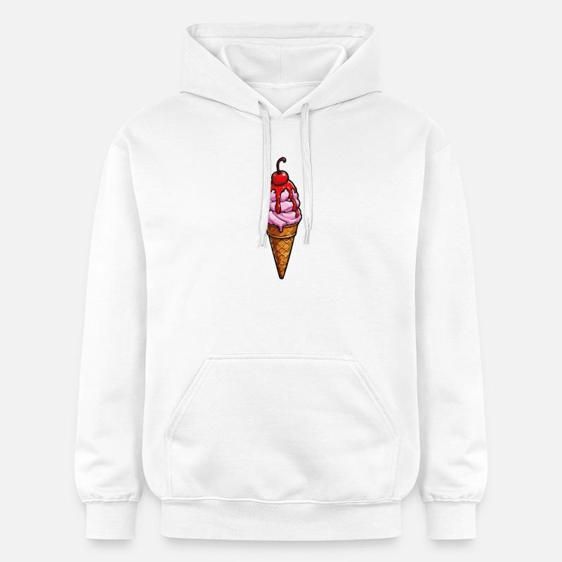 Kirsche Erdbeere Eiscreme - Gildan Unisex Softstyle® Midweight Hoodie - white