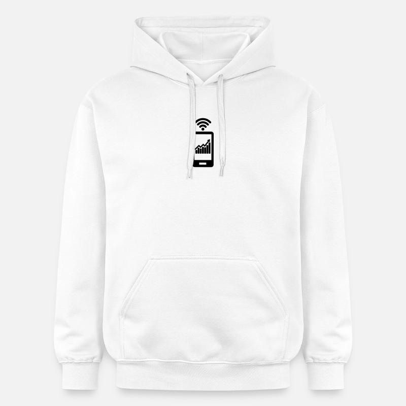 Graphique des actions avec smartphone - Sweat à capuche Softstyle® Gildan Unisexe - blanc