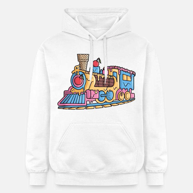 Dampflok Eiscreme Modelleisenbahn Eisenbahn - Sweat à capuche Softstyle® Gildan Unisexe - blanc