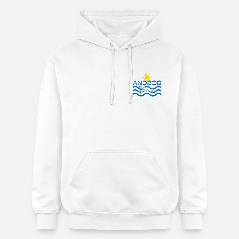 Andros Sun Waves en Grèce - Sweat à capuche Softstyle® Gildan Unisexe - blanc
