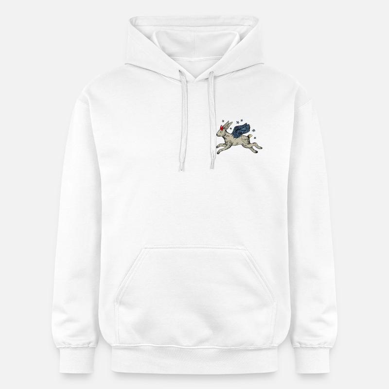Bevinget hare i stjerneflyvning - Gildan Softstyle® Midweight unisex-hoodie - hvid