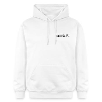 Einfache Hobby Icons Katzen Kaffee Berge Liebe  - Gildan Unisex Softstyle® Midweight Hoodie - Weiß - Vorne - Liana (172cm) & Jaron (178cm)
