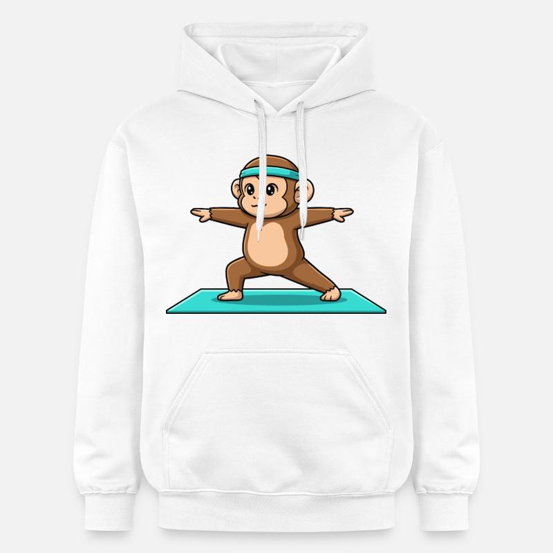 Singe de yoga en posture guerrier - Sweat à capuche Softstyle® Gildan Unisexe - blanc