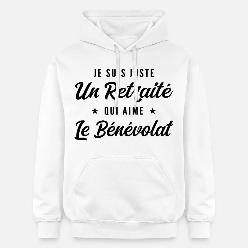 Retraité Bénévole Humour Cadeau Retraite - Sweat à capuche Softstyle® Gildan Unisexe - blanc