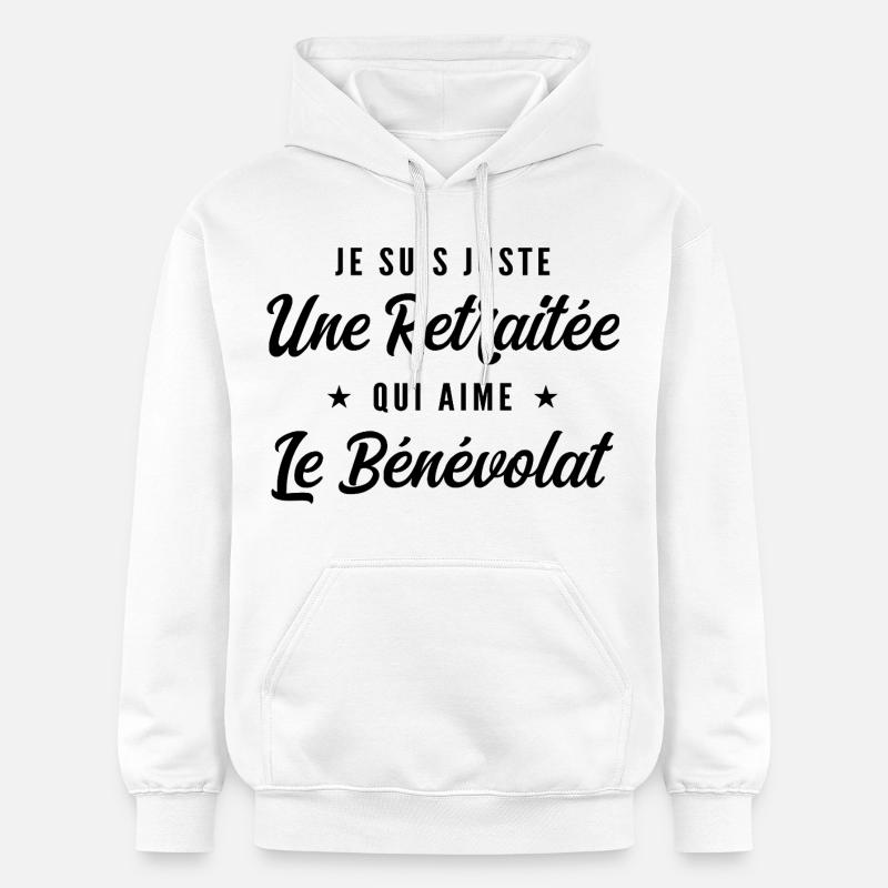Retraitée Bénévole Humour Cadeau Retraite - Sweat à capuche Softstyle® Gildan Unisexe - blanc
