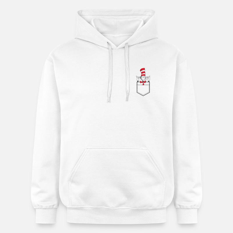 Le Chat Chapeauté Design Poche - Sweat à capuche Softstyle® Gildan Unisexe - blanc