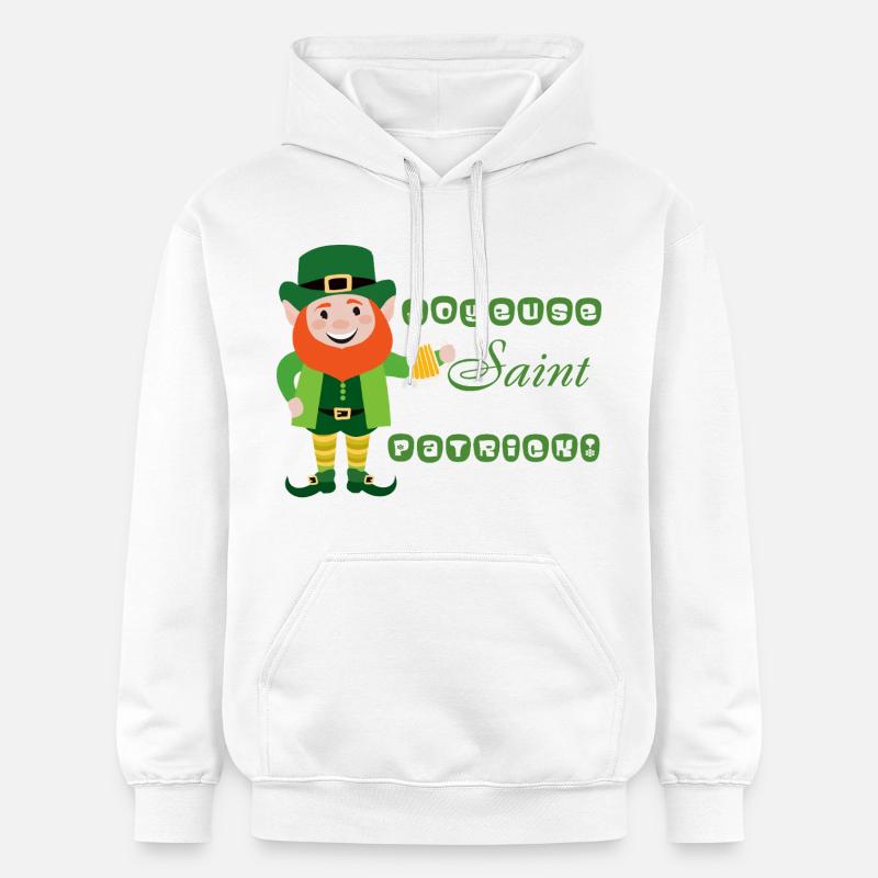 Joyeuse Saint Patrick - Leprechaun Souriant - Sweat à capuche Softstyle® Gildan Unisexe - blanc