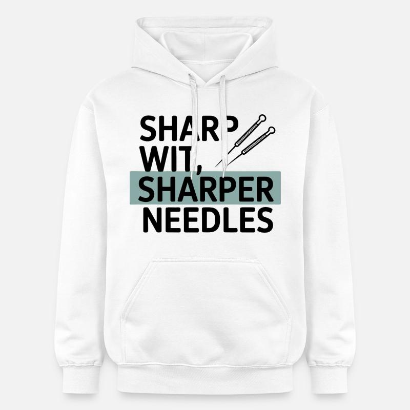 Sharp Wit Sharper Needles Acupuncturist Profession - Sweat à capuche Softstyle® Gildan Unisexe - blanc