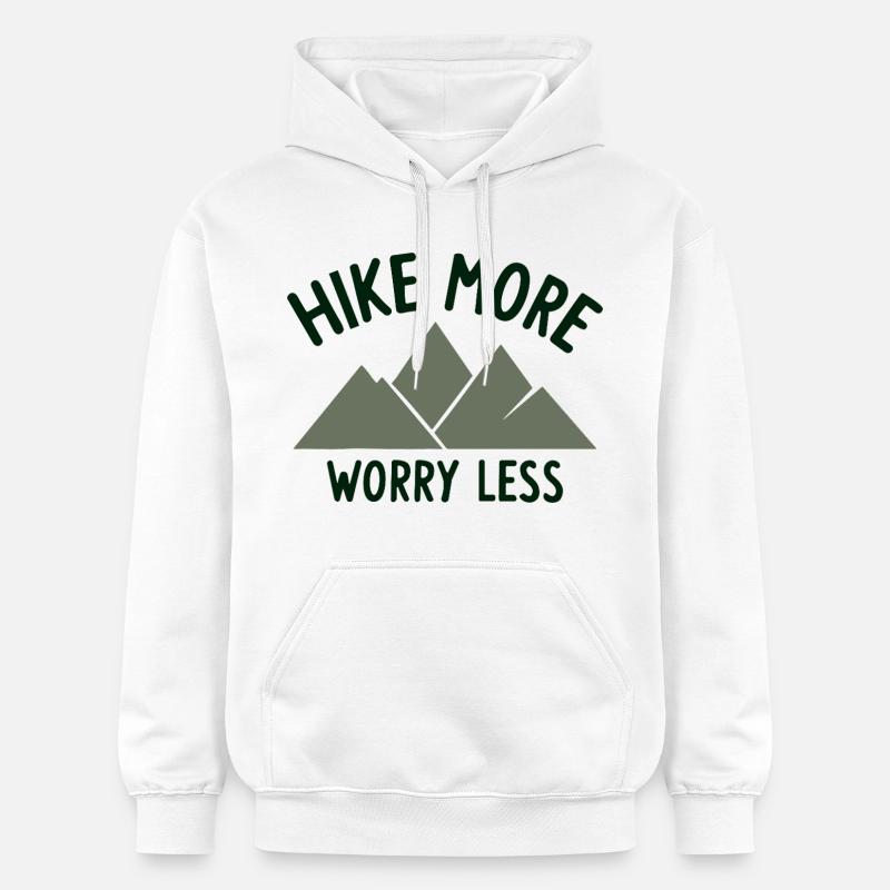 RANDONNER PLUS S’INQUIÉTER MOINS Spruch - Sweat à capuche Softstyle® Gildan Unisexe - blanc