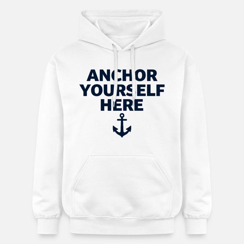 Ancrez-vous ici Déclaration d’ancrage Pleine conscience - Sweat à capuche Softstyle® Gildan Unisexe - blanc