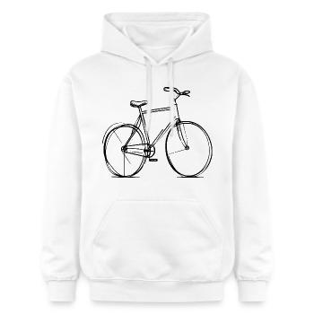 Fahrrad Strichzeichnung - Gildan Unisex Softstyle® Midweight Hoodie - Weiß - Vorne - Liana (172cm) & Jaron (178cm)