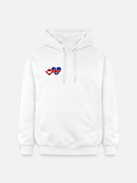 Greenland Denmark Flag Heart - Gildan Unisex Softstyle® Midweight Hoodie - white