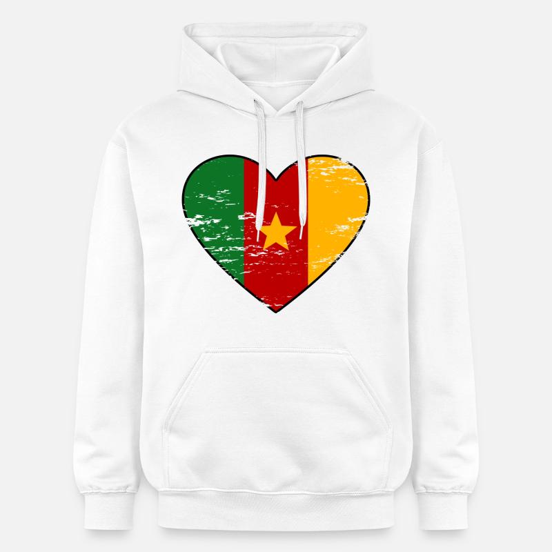 Cœur du drapeau du Cameroun - Sweat à capuche Softstyle® Gildan Unisexe - blanc