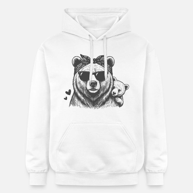 Maman Ours avec le bébé - Sweat à capuche Softstyle® Gildan Unisexe - blanc