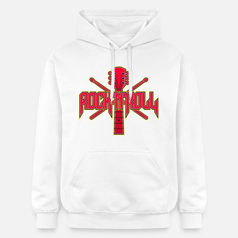 Emblème de guitare et baguettes RocknRoll - Sweat à capuche Softstyle® Gildan Unisexe - blanc