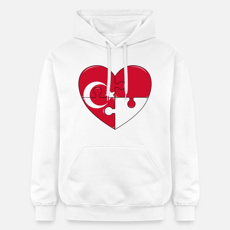 Conception du puzzle du drapeau Turquie-Indonésie. - Sweat à capuche Softstyle® Gildan Unisexe - blanc