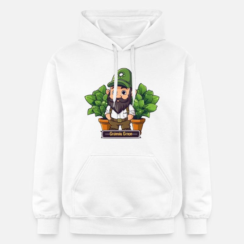 Bande dessinée Gnome Jardinier Vert - Sweat à capuche Softstyle® Gildan Unisexe - blanc