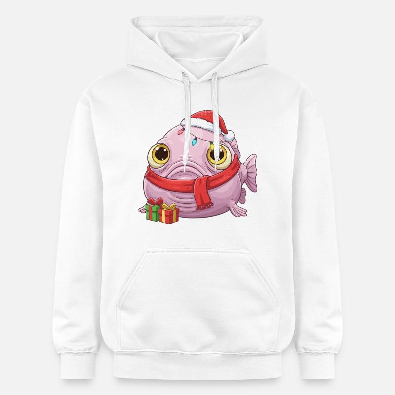 Drôle de Poisson-Blobfish - Noël avec... - Sweat à capuche Softstyle® Gildan Unisexe - blanc
