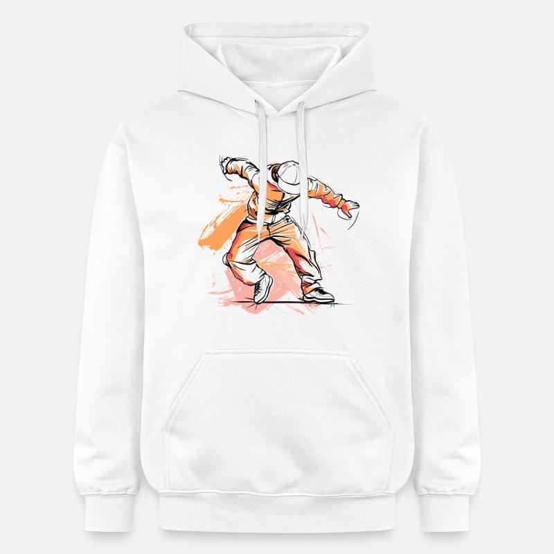 Dessin de breakdancer - Sweat à capuche Softstyle® Gildan Unisexe - blanc