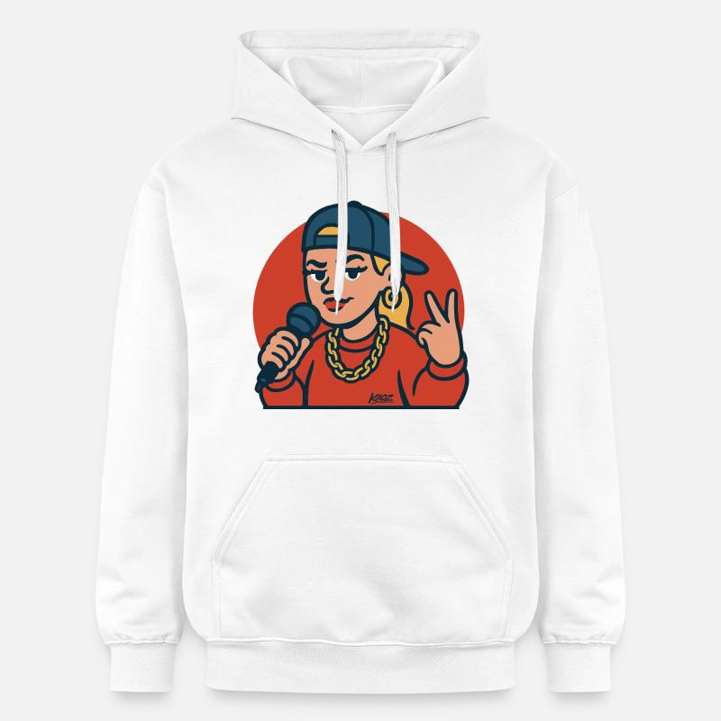 Diva du rap avec micro - Sweat à capuche Softstyle® Gildan Unisexe - blanc