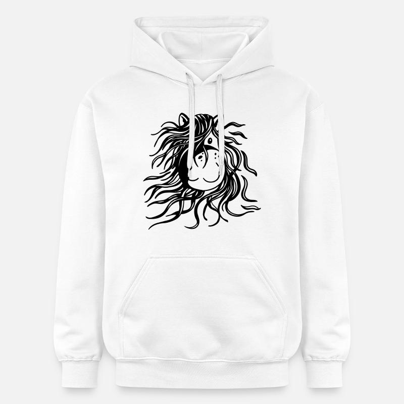 Pferd mit dicker Mähne - Pferde - Comic - Gildan Unisex Softstyle® Midweight Hoodie - Weiß
