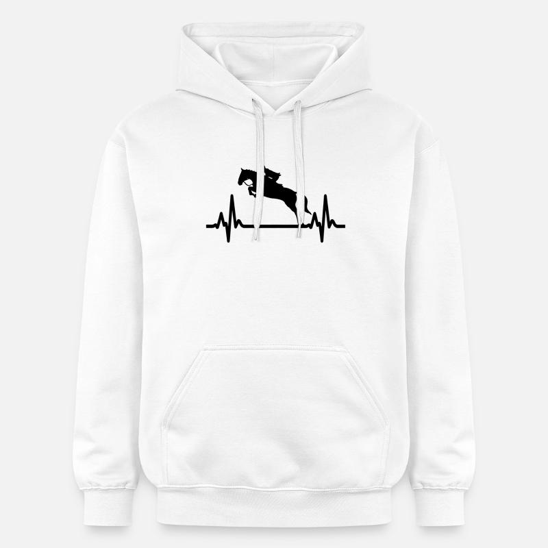 Cheval - Equitation - Courses de chevaux - Sweat à capuche Softstyle® Gildan Unisexe - blanc