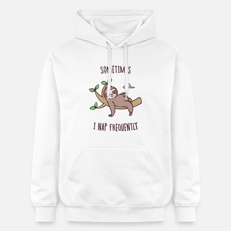 Sleeping Sloth Déclaration Jungle animale fatiguée - Sweat à capuche Softstyle® Gildan Unisexe - blanc